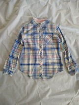 Cat &amp; Jack Girl&#39;s Woven Long Sleeve Pink Blue Plaid Button-Down Shirt Sz XS(4/5) - £13.12 GBP