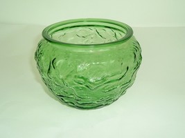 Vintage Round Green Glass Textured Bowl Vase EO Brody Co G108 Mod - £10.27 GBP