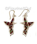 Sterling Silver Sugilite Created Opal Hummingbird Hook Earrings   E48 - £23.98 GBP