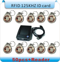 NSEE ZC-02 125KHz RFID Proximity Tag Keyfob Token Reader + 50 Key Tags Access - £37.23 GBP