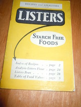 Vintage Listers Starch Free Foods Recipe Booklet 1930&#39;s - $133.06 MXN