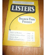 Vintage Listers Starch Free Foods Recipe Booklet 1930&#39;s - $9.59 CAD