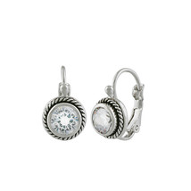 CLASSIC 18kt White Gold Plated Cable Clear CZ Crystal Petite Dainty Earrings - $19.99