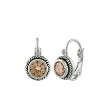 CHIC 18kt White Gold Plated Cable Brown Topaz CZ Crystal Petite Dainty Earrings - $19.99