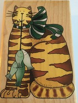 Inkadinkado Rubber Stamp Alma Lynne Cat with Fish Bow Animal Pet Card Making Art - £5.17 GBP