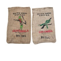 Dunn Bros Coffee Bean Jute Burlap Bags Lot Of 2 Columbia And Guatemala Nice - $28.50