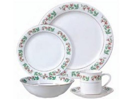 Classic Holiday Gold Holly And Berries 20 Piece Porcelain Dinnerware Set - £313.97 GBP