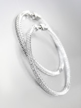 EXQUISITE 18kt White Gold Plated IN OUT Channel CZ Crystals 1 3/4" Hoop Earrings - $49.99