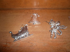 Silver Plastic  Christmas Ornaments , Angel , Sleigh  and Bell - £1.59 GBP