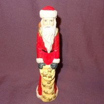 Santa Claus Christmas Taper Candle Holder 8&quot; Figurine Stars Tall Skinny Thin Red - £7.18 GBP