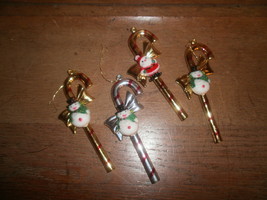 Plastic Gold and Silver Candy Cane Christmas Ornaments , Snowman , Santa - $2.00