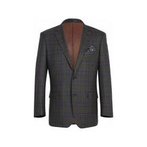 Men's Soft Wool Sport Coat English Plaid Window Pane 556-9 Brown Blue Renoir image 8