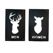Sign - CUSTOM - Men and Women Deer Restroom Signs 6x10 (Both Signs) (BLACK) - $19.59