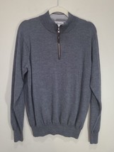 Peter Millar Mens Gray Merino Wool Silk Blend 1/4 Zip Pullover Sweater L... - $56.95