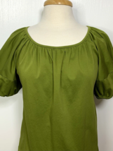 Ann Taylor Puff Sleeve Shirt Top Green Size Small Pima Cotton Scoop Neck - £15.25 GBP