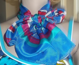 Cheryl Tiegs Long Sash Scarf 4 Color Stripes 53 Inches Turquoise Rose Wh... - $12.86