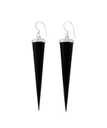 Orecchino lungo triangolare in legno di ebano in argento sterling artigi... - $20.42