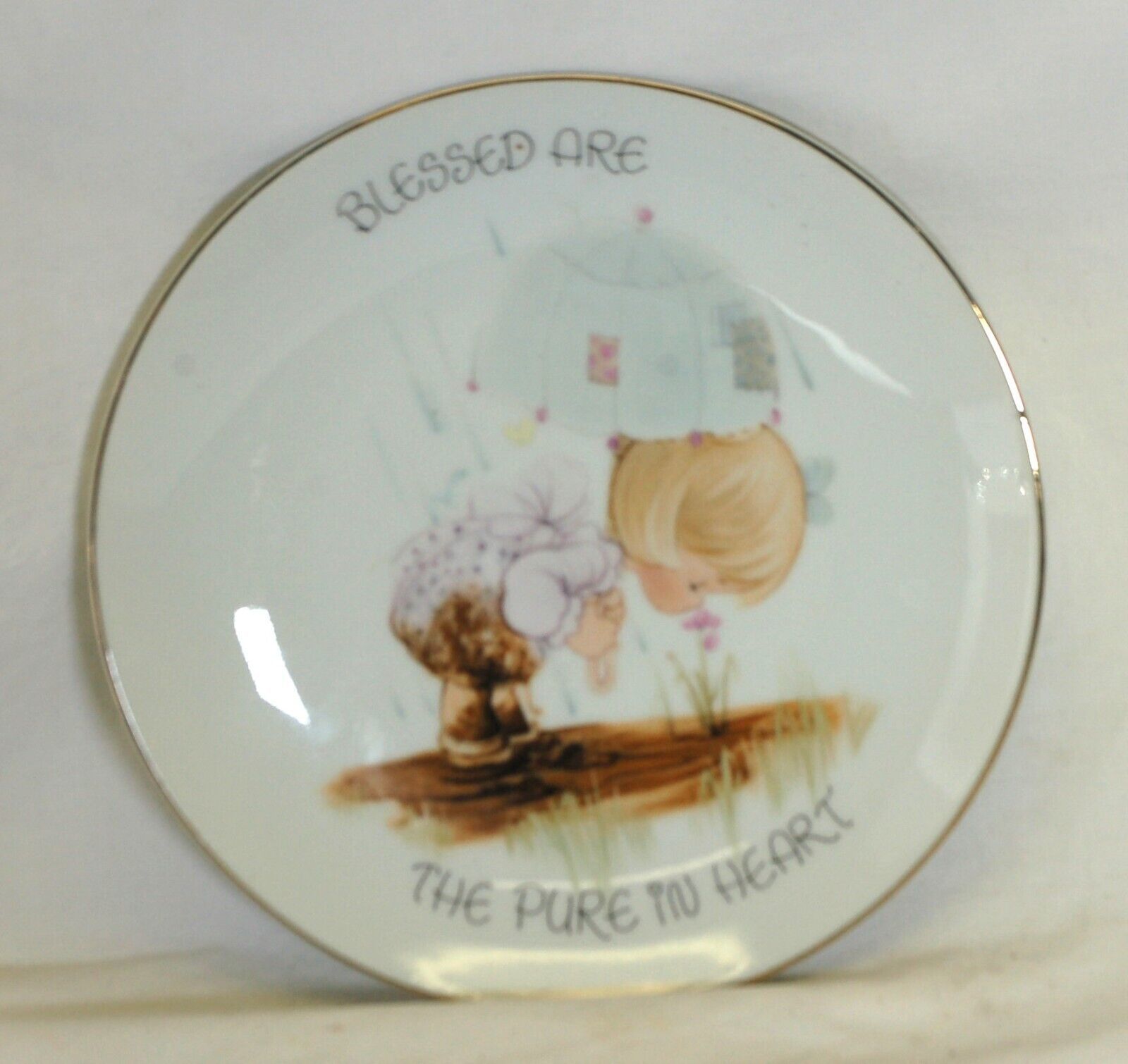 Precious Moments Enesco Collectors Plate Blessed Are Pure in Heart 1984 Japan - $12.86