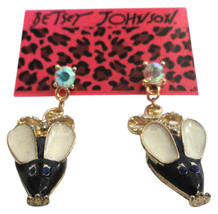 Betsey Johnson Dangle Mice mouse Earrings NEW Rhinestone Very Cute - $10.95