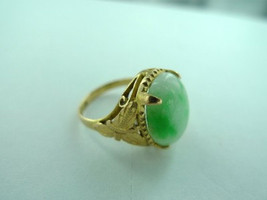 Superb exquisite oriental 22CT gold ring set with large Grade A jade / j... - £508.74 GBP