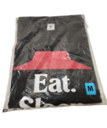 PIZZA HUT Eat Sleep Pizza Repeat Unisex Medium Employee T-Shirt Gray Cre... - $14.85
