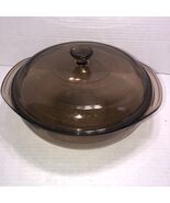 Vintage Pyrex #024 Tinted Amber Brown 2 Quart Round Casserole Dish Bowl ... - $25.94 CAD