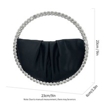 Rhinestone Decor Shiny Handbag Portable  Leather Elegant Clutch Bag Zipper Eveni - £64.07 GBP