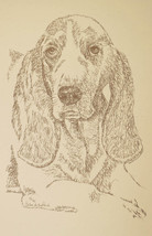 Basset Hound Dog Art #37 Kline Drawn From Words Your Dogs Name Added Free. Gift - $49.95