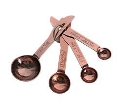Set of 4 Stainless Steel Measuring Spoons in Hammered Rose Gold Copper F... - £7.89 GBP