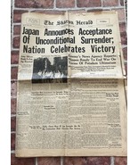 The Sharon Herald Newspaper PA  August 15, 1945 Japan Surrenders WWII Vi... - $18.76