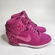Nike Dunk Sky Hi Women&#39;s Hidden Wedge Shoes Suede Magenta Pink 543258-50... - £54.08 GBP