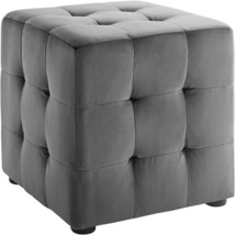 Modway Eei-3577-Gry Contour Tufted Button Cube Performance Velvet Ottoma... - $80.99