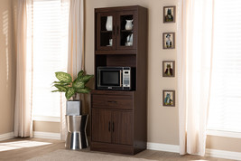 Bernard Dark Walnut Finished Kitchen Cabinet and Hutch - $216.00