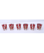 Culver Starlyte Set of 6 MCM Bar Shot Glasses Red &amp; 22k Gold - $75.19