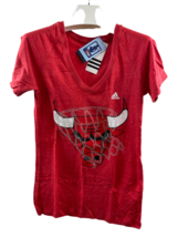 Adidas Women&#39;s Chicago Bulls Rhinestone Triblend Deep V-Neck T-Shirt, Re... - £15.56 GBP