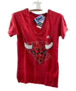 Adidas Women&#39;s Chicago Bulls Rhinestone Triblend Deep V-Neck T-Shirt, Re... - £15.85 GBP