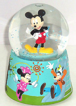 Disney Mickey Mouse Minnie Goofy Musical Snowglobe Snow Spins Music Plays - $59.95