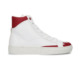 Vegan high-top white trainers unisex lace-up casual on apple skin bamboo piñatex - £97.21 GBP
