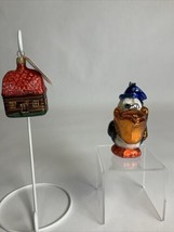 Christopher Radko Tropical Pelican Pete + Christmas Cabin Ornament / Dam... - $19.79