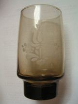 Very Rare, Vintage, And Collectable Smoked Etched Crest Bar Ware Glass - £7.08 GBP