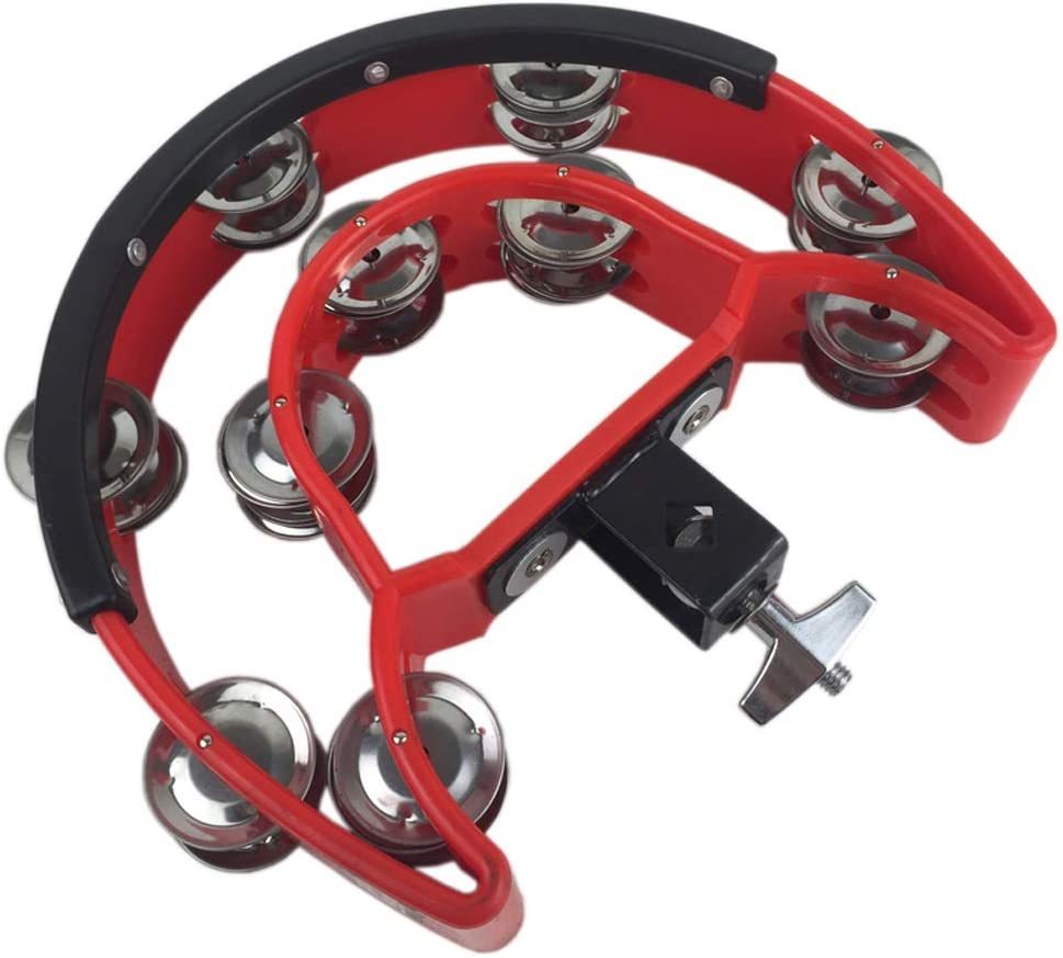 Hi Hat Tambourine, Black, Red, 10 Double Rows Of Jingles, Drum Set Tambo... - $30.94
