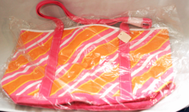 Bath &amp; Body Works Beach Shopping Bag Pink &amp; Orange Canvas 18 X 11  - $7.90