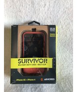 ARMOURED SURVIVOR MILITARY DUTY CASE WITH BELT CLIP FOR iPHONE 4S AND iP... - $296.74 MXN