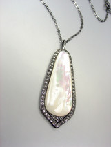 Victorian Mother of Pearl Smoky Quartz Crystals Hematite Gun Metal Necklace - $29.99