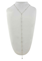 CHIC 18kt White Gold Plated Bezel Cut CZ Crystals Long Pendant Chain Necklace - $39.99