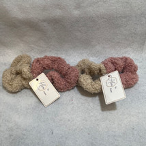 2X2 Hive and Co. Cozy Comfort Hair Scrunchies Hair Ties 3.5 × 3.5 in Pink Beige - £2.03 GBP