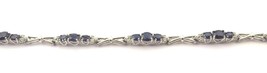 10k White Gold Sapphire September Birthstone Tennis  Bracelet With Diamonds - £481.76 GBP