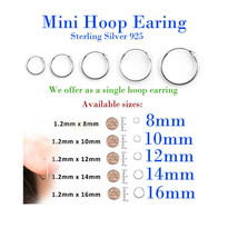 Hoop Earring 8 10 12 14 16mm Sterling Silver 925 Single Nose Lip Ear Piercing - £2.54 GBP+