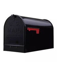 Post Mount Mailbox Black Extra Large Rust-Resistant Steel Adjustable Doo... - $49.45