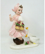 Vintage Arnart Porcelain Dutch Girl With Basket And Geese #8031 - £39.27 GBP